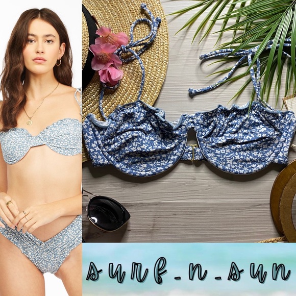 Billabong 🏝️ Ditsy Floral Ruffle Underwire Bikini Top - Picture 1 of 11